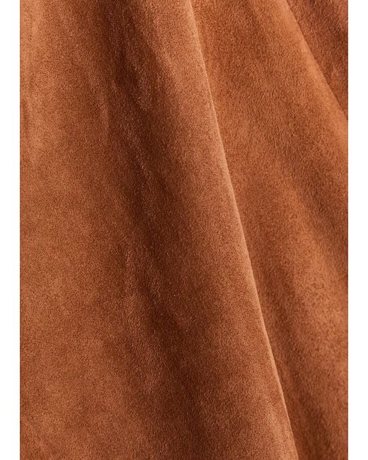 Stouls Brown Winona Split-Hem Suede Midi Skirt