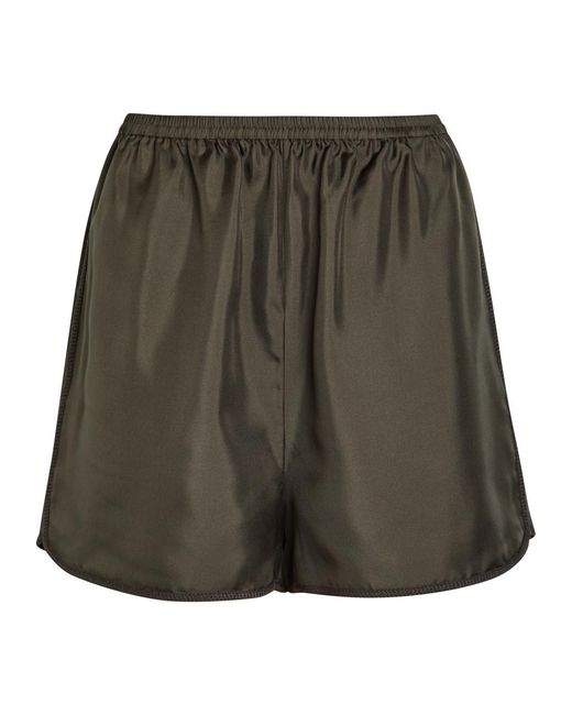 Rohe Green Woven-Trim Satin Shorts