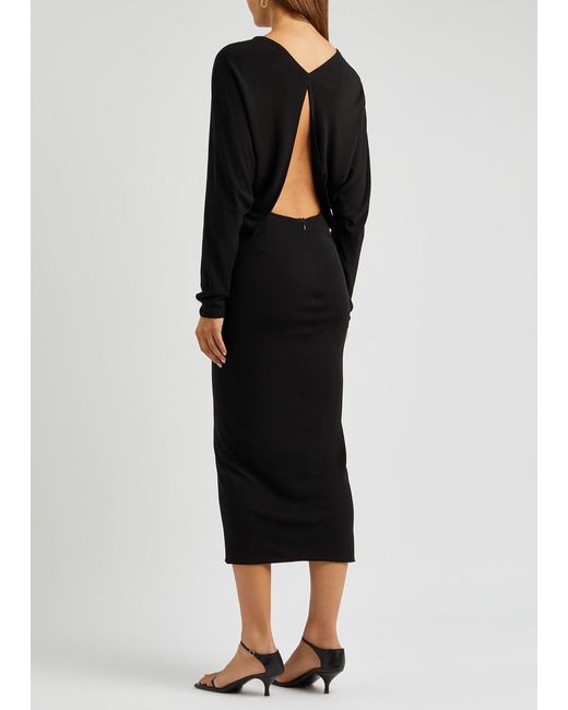Khaite Black Trina Jersey Midi Dress