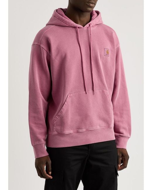Carhartt Pink Nelson Logo Hooded Cotton Sweatshirt for men