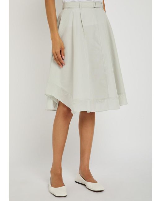 3.1 Phillip Lim White Flounce Cotton-Blend Midi Skirt