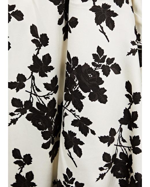 Veronica Beard White Kendall Floral-print Stretch-silk Midi Dress