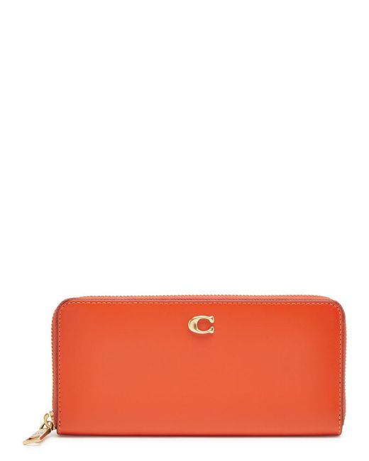 COACH Orange Logo Leather Wallet