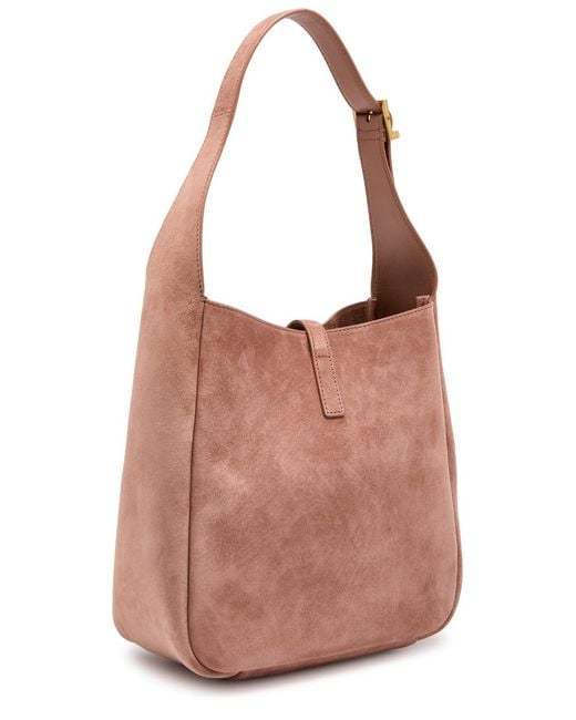 Saint Laurent Pink Le 5 À 7 Small Suede Hobo Bag