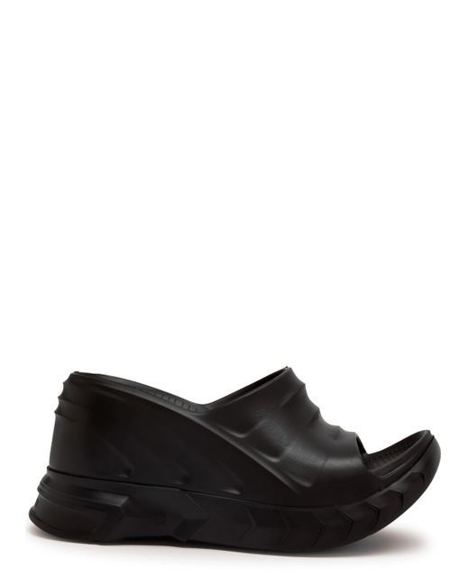 Givenchy Black Marshmallow 100 Rubber Wedge Sliders