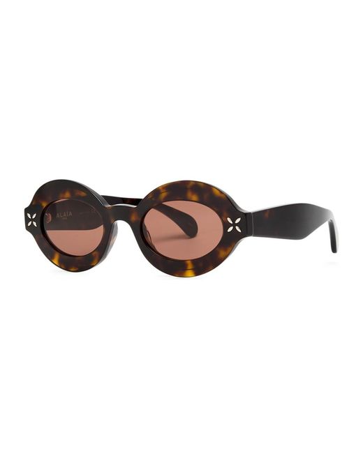 Alaïa Brown Petal Oval-Frame Sunglasses