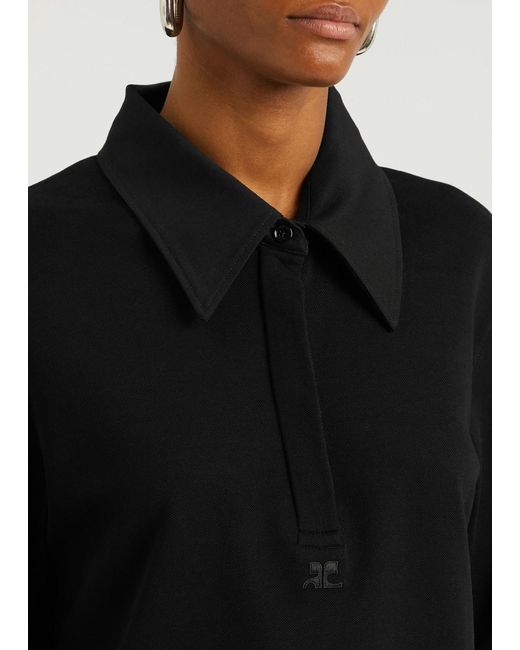 Courreges Black Piqué Cotton Polo Shirt