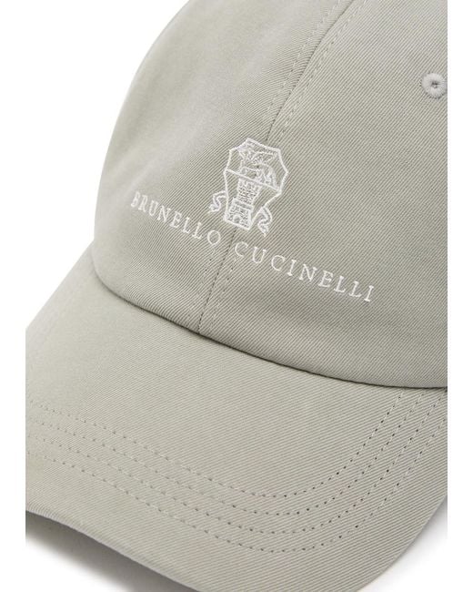 Brunello Cucinelli White Logo-Embroidered Cotton Cap for men