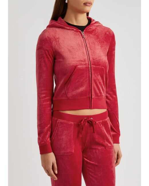 Juicy Couture Red Robyn Hooded Velour Sweatshirt