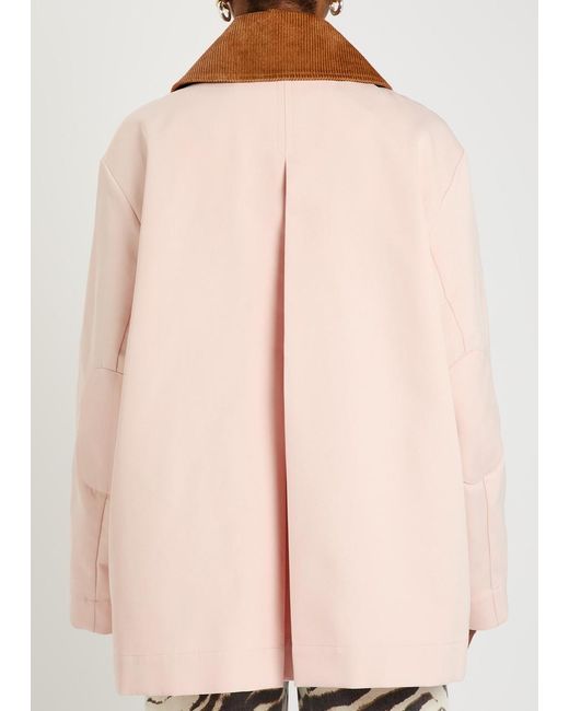 Ganni Pink Corduroy-Collar Twill Jacket