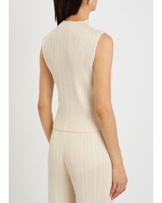 Pleats Please Issey Miyake Natural Pleated Woven Top