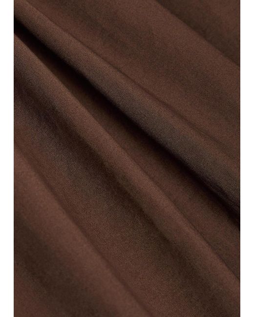 Matteau Brown Shirred Cotton-Poplin Maxi Dress