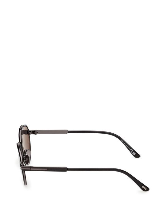 Tom Ford Black Round-Frame Sunglasses for men