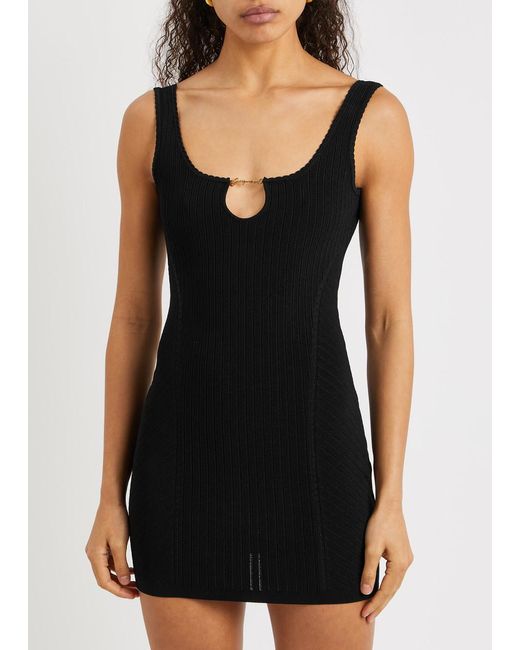 Jacquemus Black La Mini Robe Sierra Ribbed-knit Mini Dress