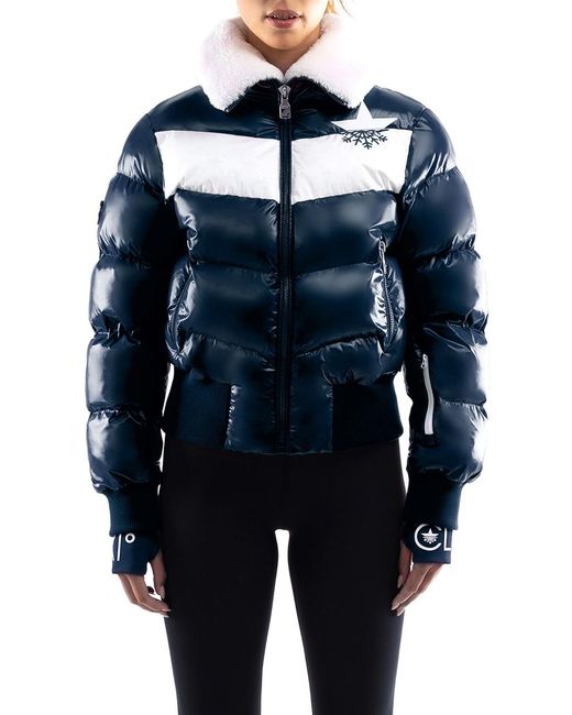 Malibu Ski Club Blue Apres Slick Bomber Jacket
