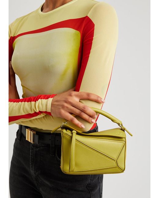 Loewe Yellow Puzzle Mini Leather Cross-body Bag