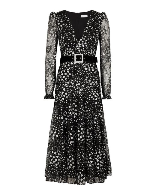 Rebecca Vallance Valarie Black Glittered Lace Midi Dress - Lyst