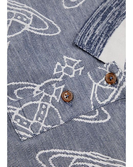 Vivienne Westwood Blue Orb-intarsia Piqué Cotton Polo Shirt for men