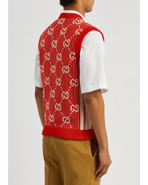 Gucci Red gg-monogrammed Cotton Vest for men