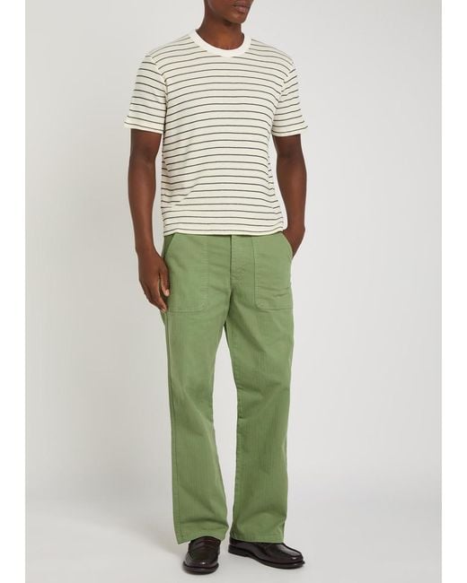 Percival Gray Waffle-Knit Striped Cotton T-Shirt for men