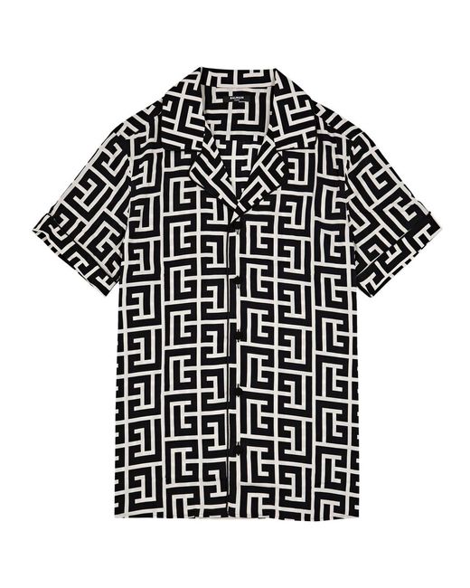 Balmain Black Monogrammed-print Shirt for men