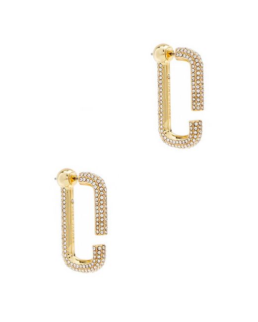 Marc Jacobs White Logo Crystal-embellished Hoop Earrings