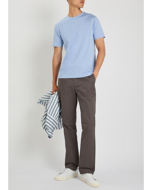 Sunspel Blue Cotton T-Shirt for men