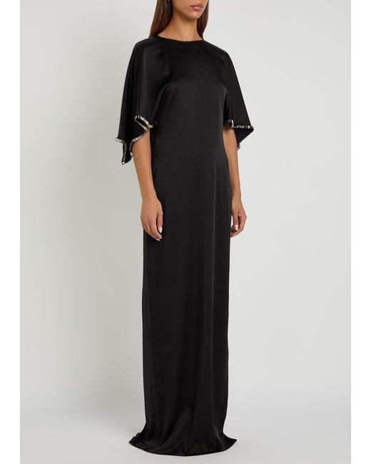 Stella McCartney Black Embellished Satin-Crepe Maxi Dress