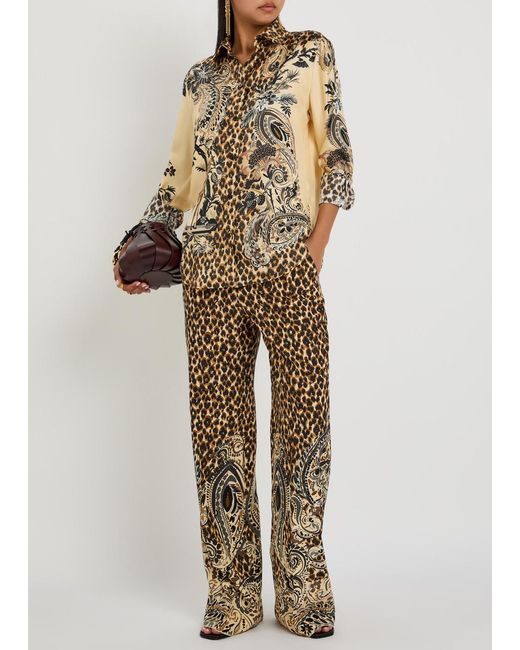 Etro Multicolor Leopard-Print Silk Shirt