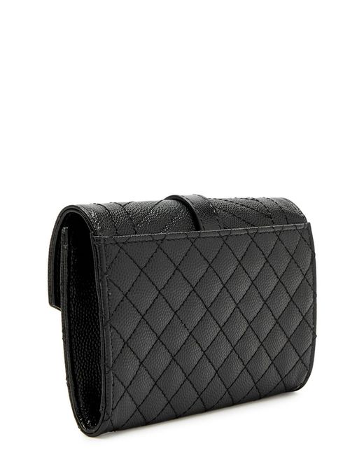 Saint Laurent Black Envelope Quilted Leather Wallet