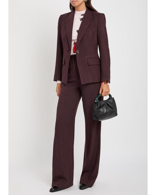 Veronica Beard Purple Jude Wide-Leg Woven Trousers