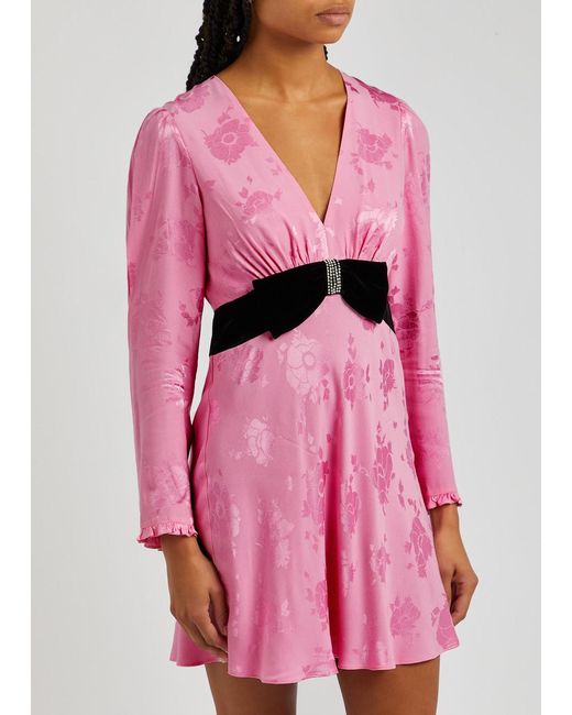 Rixo Pink Bambi Floral-jacquard Mini Dress