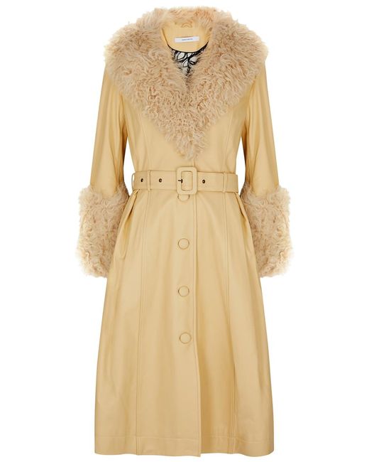 Saks Potts Natural Foxy Shearling-Trimmed Leather Coat
