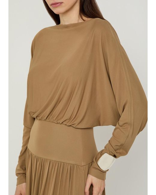 Totême Natural Gathered Crepe-Jersey Midi Dress