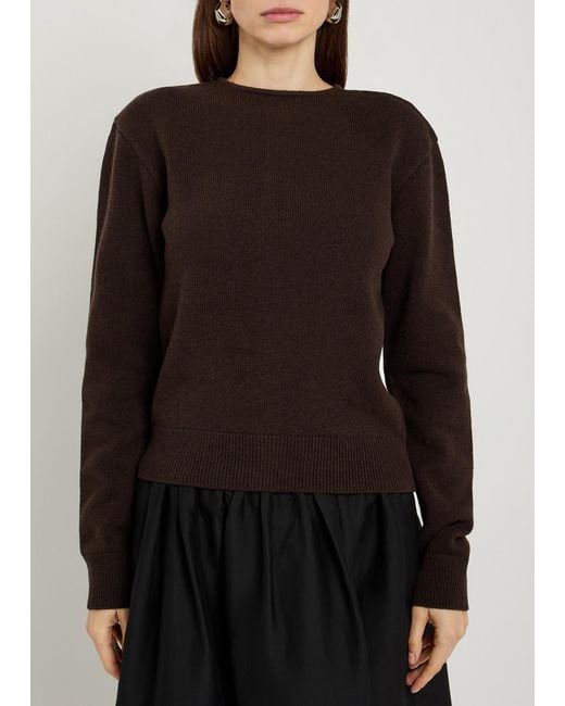 Lemaire Brown Reversible Buttoned Wool And Cashmere-Blend Jumper