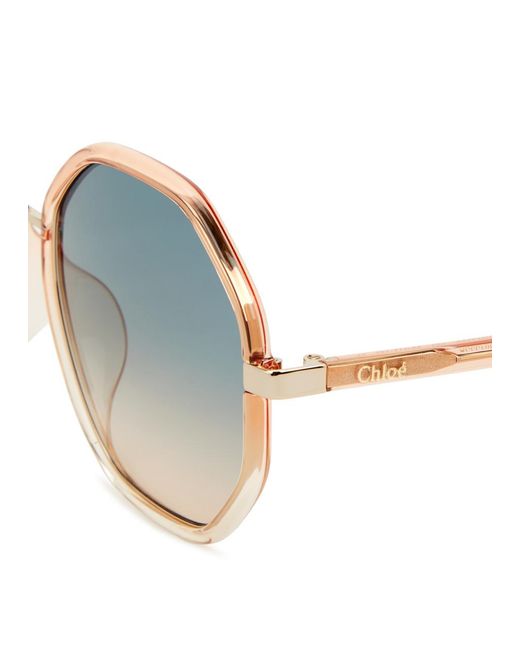 Chloé Blue Franky Octagon Frame Sunglasses