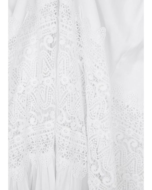 Charo Ruiz White Viola Lace-trimmed Cotton-blend Maxi Skirt
