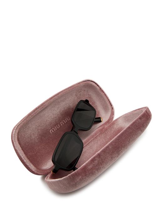 Miu Miu Black Eyewear Regard Rectangle-Frame Designer Sunglasses