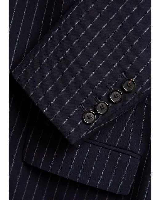 Nili Lotan Blue Gertrude Pinstriped Wool Jacket