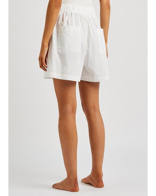 Tekla White Poplin Pyjama Shorts