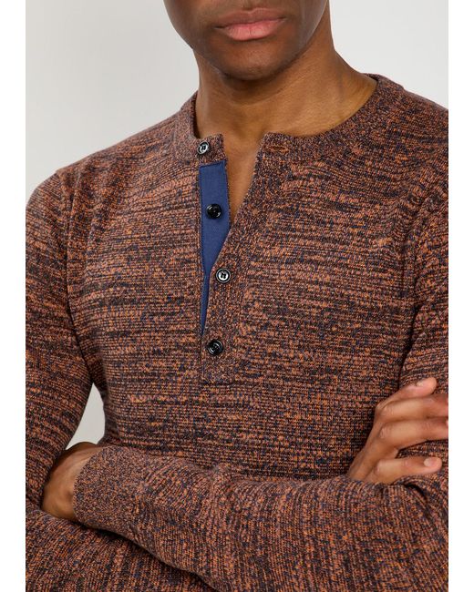 J.W. Anderson Brown Melange Henley Knit Jumper for men