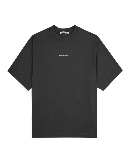 Acne Black Extorr Logo-print Cotton T-shirt for men