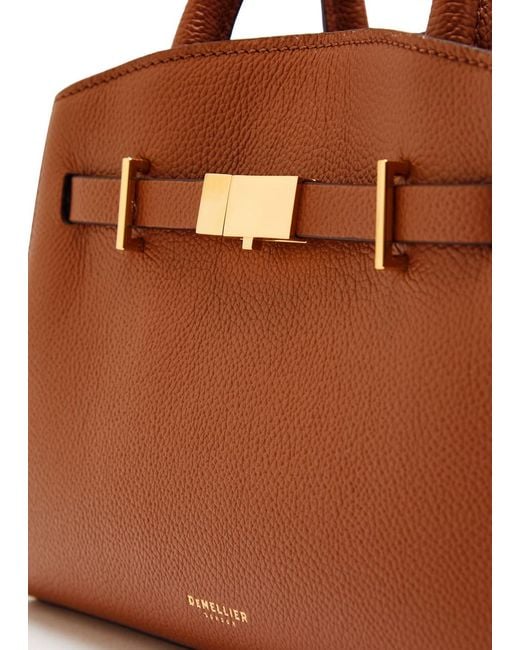 DeMellier London Brown The Small Hudson Grained Leather Top Handle Bag
