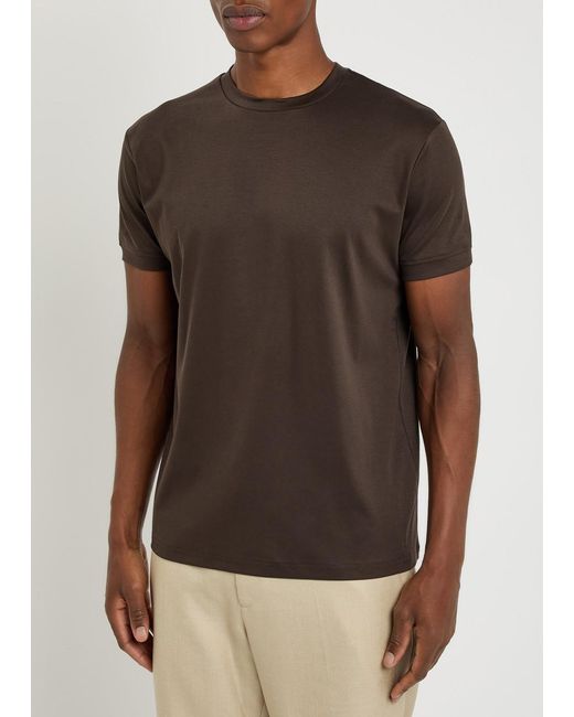 Raith Brown Luxe Mercerised Cotton T-Shirt for men
