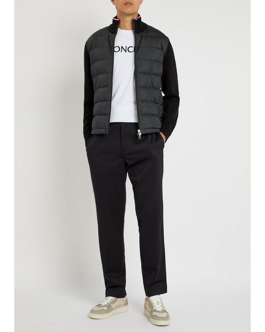 Moncler Black Quilted Shell And Knit Jacket for men