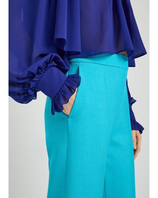 Chloé Blue Straight-Leg Wool Trousers
