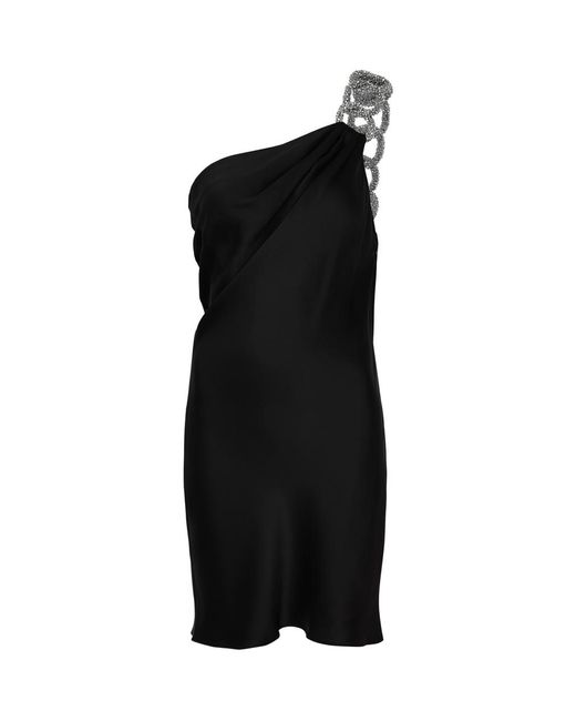 Stella McCartney Black Falabella Embellished Satin Mini Dress