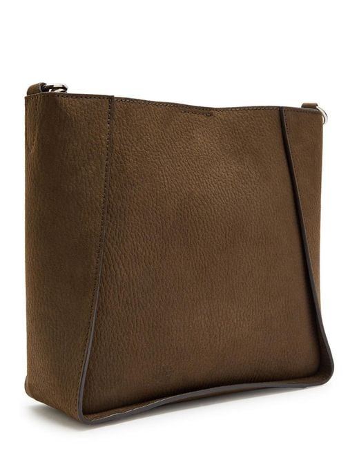 Stella McCartney Brown Logo Square Grained Faux Leather Cross-Body Bag