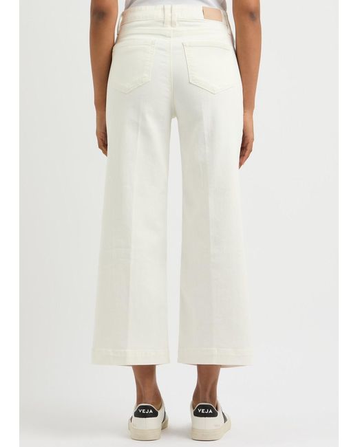 PAIGE White Anessa Cropped Wide-Leg Jeans