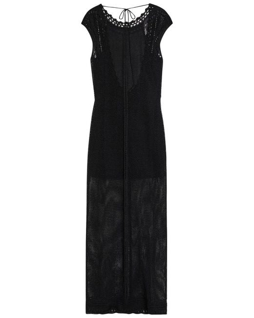 Isabel Marant Black Metaya Bead-Embellished Crochet Maxi Dress